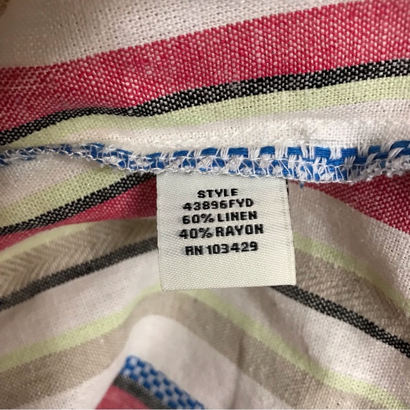 Caffe Marrakesh Linen Blend Loose Fit Striped Shirt Medium - Picture 7 of 8